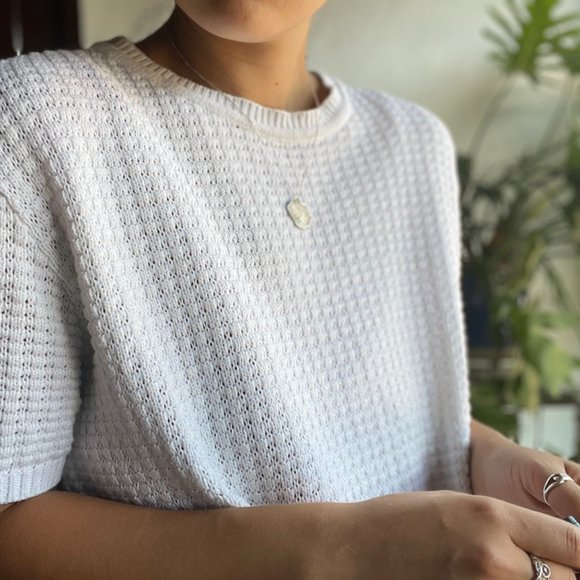 🏷 Sold | Jones NY Boxy White Knit Tee - Picture 5 of 6